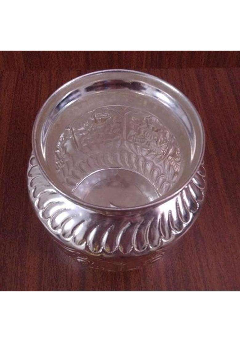 Pure German Silver Designer Nakashi Kalash Lota for Pooja Puja Silver Design Metal Pooja Kalash Chambu Lota - Indya