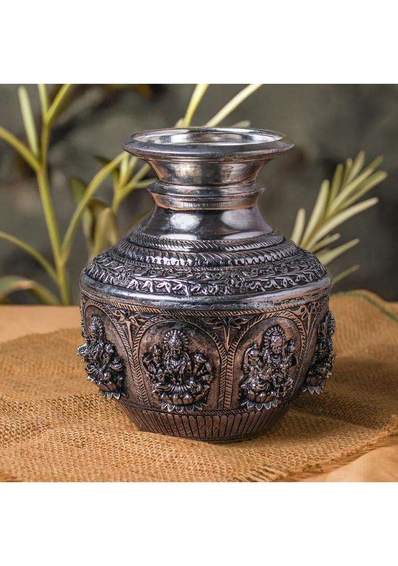 Sacred Needs Copper Ashtalakshmi Kodam SP 8 and Half Inch 21 Point 6 CM Height - Indya
