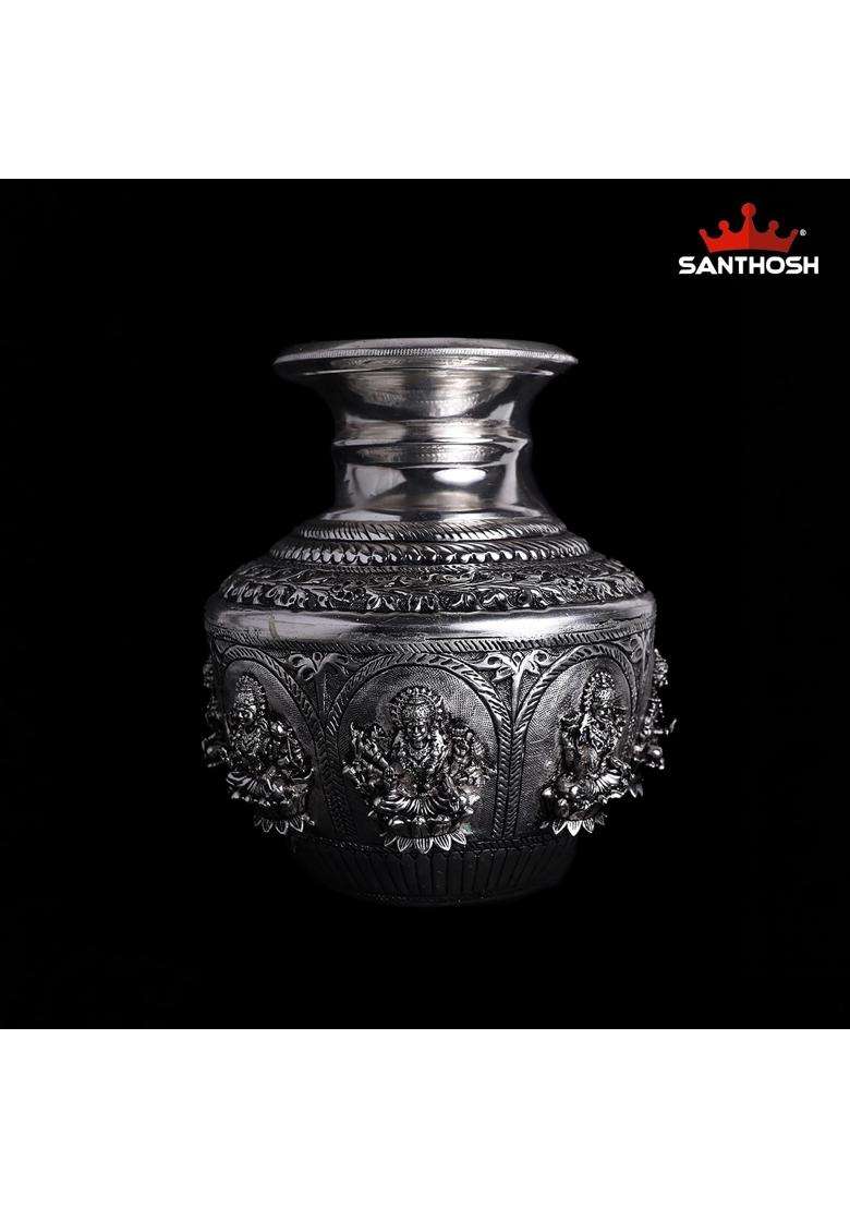 Sacred Needs Copper Ashtalakshmi Kodam SP 8 and Half Inch 21 Point 6 CM Height - Indya