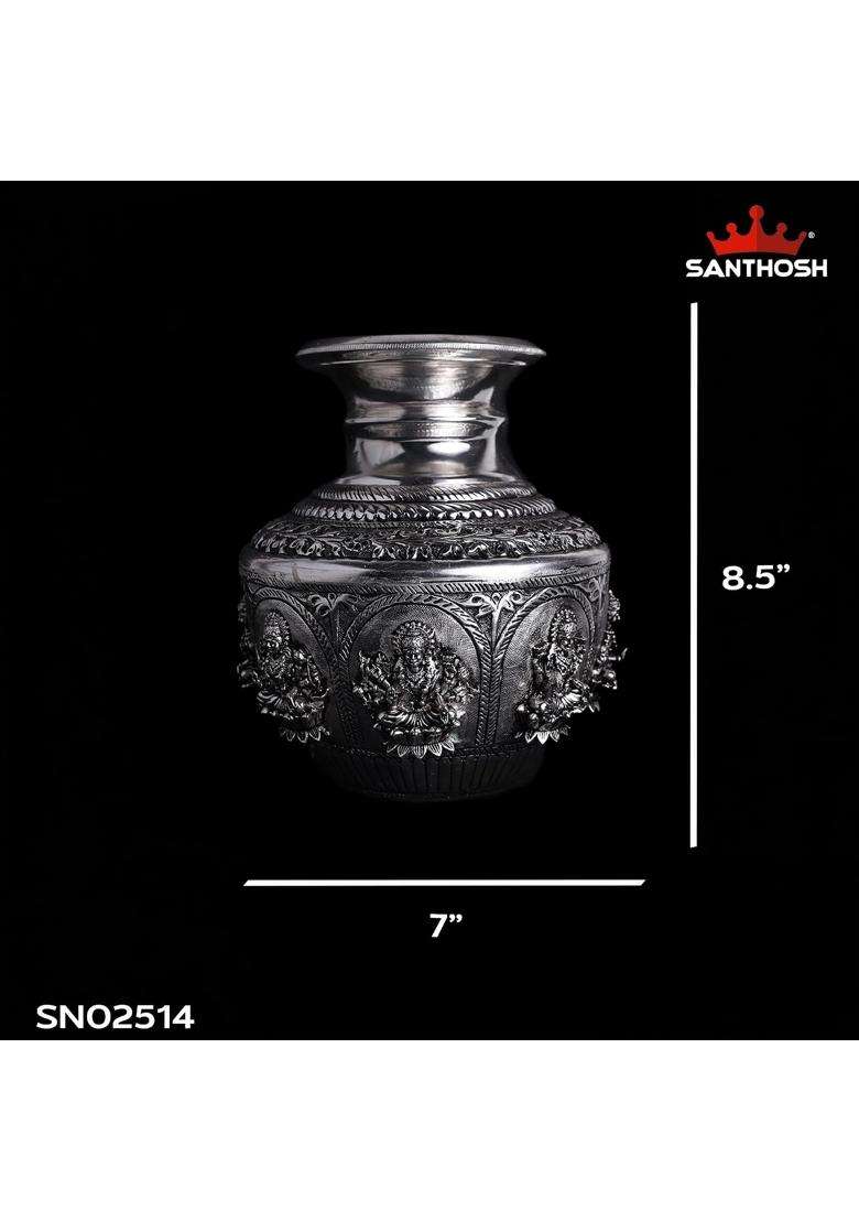 Sacred Needs Copper Ashtalakshmi Kodam SP 8 and Half Inch 21 Point 6 CM Height - Indya