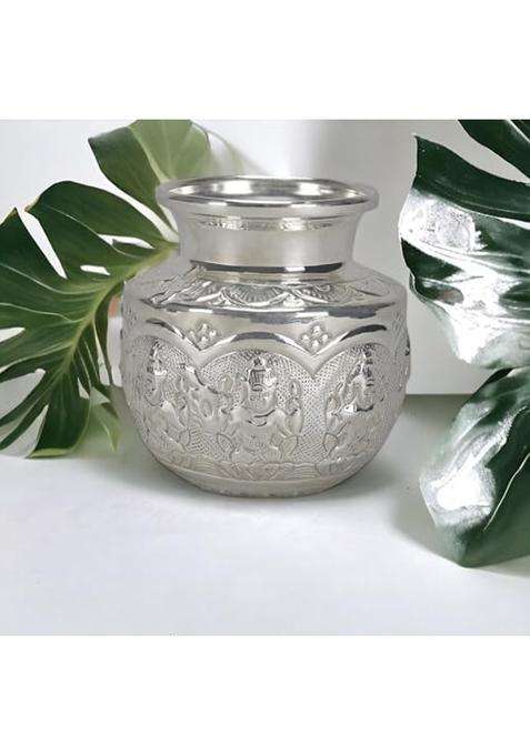 Pure German Silver Ashtalakshmi Kalash Pooja Decor German Silverl Ashtalakshmi Kalash 13 X 15 X 25 Cms