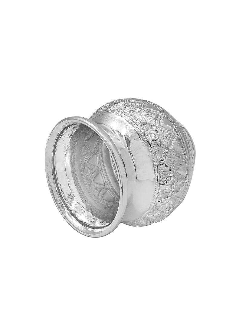 MAA Silver Pure Silver Nakshi Work Kalash Lota BIS Hallmarked Perfect for Gifting Home Office Puja Use - Indya
