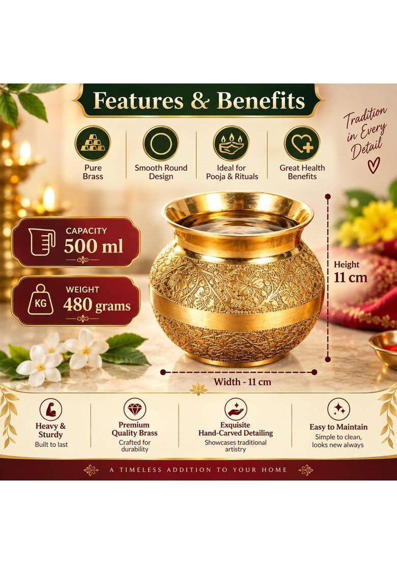 Gold Brass Kalash - Indya