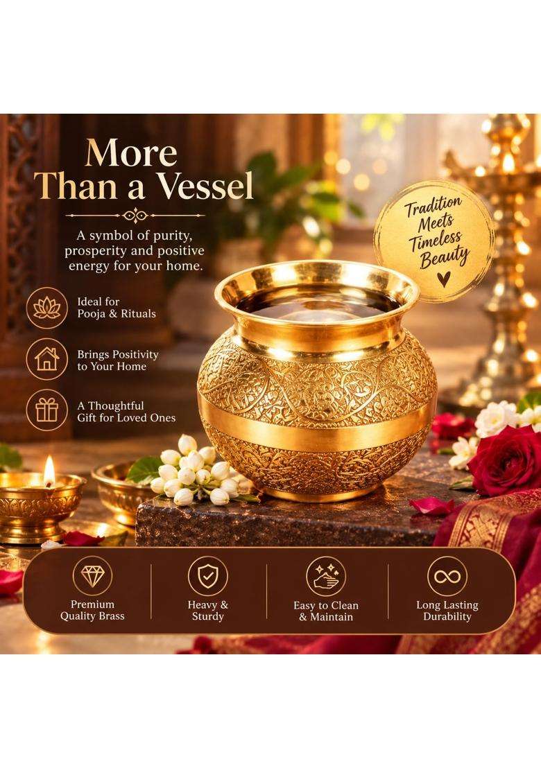 Gold Brass Kalash - Indya