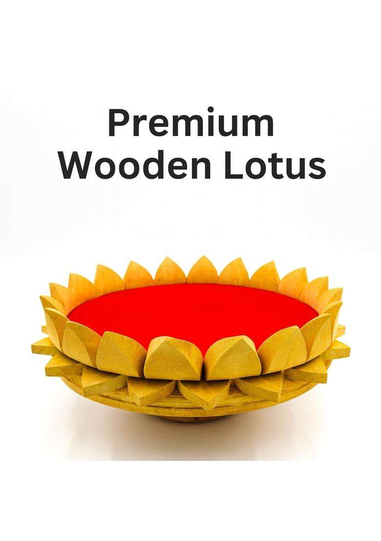 Parth Pooja Wooden Lotus Kamal Aasan Where God Resides Made of Shriparni Wood for Keeping Maha Meru Shri - Indya