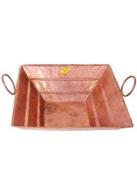 Shiv Shakti Arts Handmade Pure Copper 13 Point 7 Inch X 13 Point 7 Inch X 4 and Half Inch Hawan Kund for Home