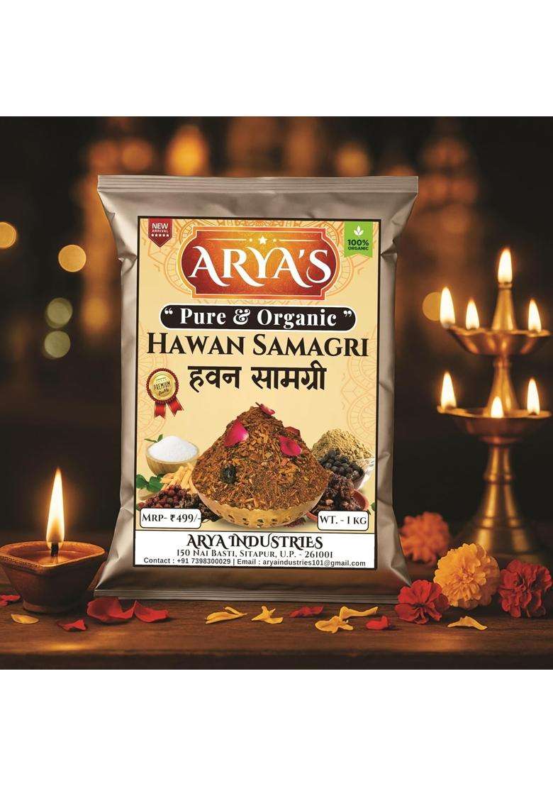 Arya Havan Samagri Mix of Many Pure and Natural Herbs in Hawan Samagri with Guggul - Indya