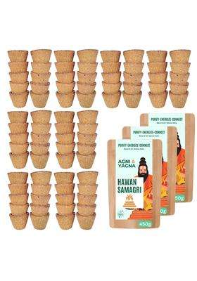 Triveni Organics Cow Dung Empty Sambrani Dhoop Cups 540Pcs with Hawan Samagri 1350GM