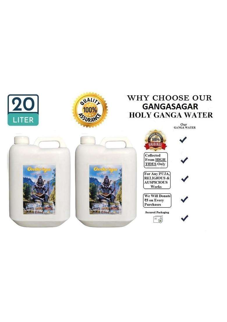 Omkriya Gangasagar 20 Litres 10 Litres X 2 Pcs Ganga Jal for Puja and Auspicious Purposes Unfiltered - Indya