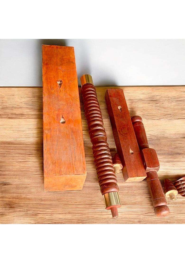 Wooden Cave Puja Havan Agni Manthan Set Traditional Agni Manthan for Hawan Rituals - Indya