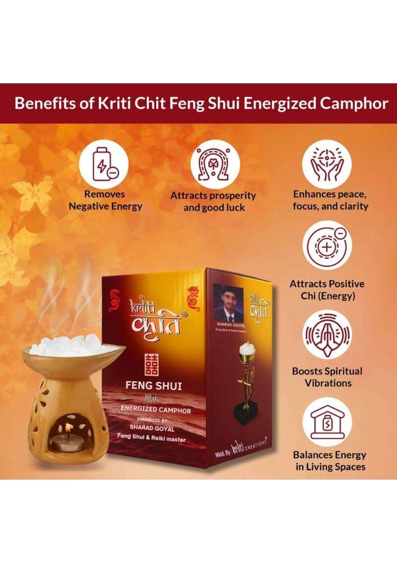 Kriti Creations Feng Shui Energised Camphor Chunks Natural Camphor for Puja Meditation Havan - Indya