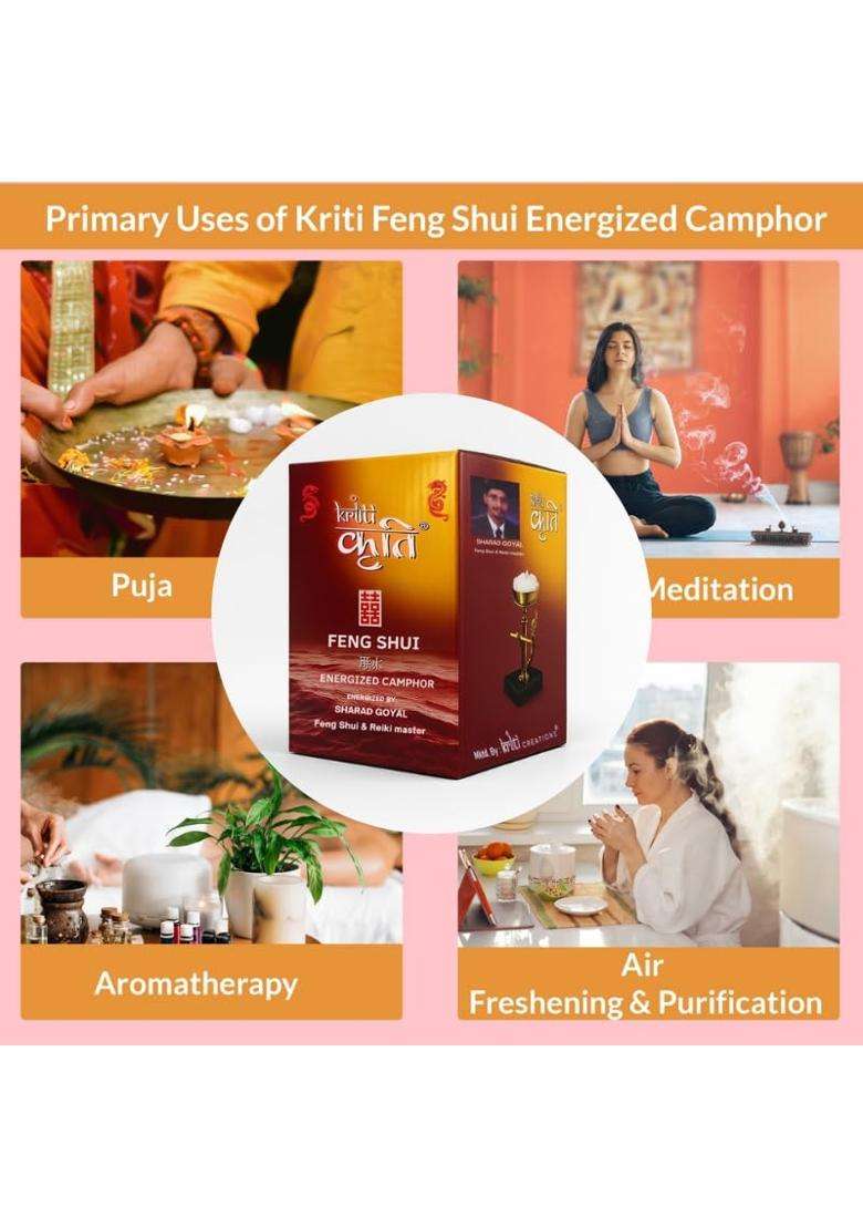 Kriti Creations Feng Shui Energised Camphor Chunks Natural Camphor for Puja Meditation Havan - Indya
