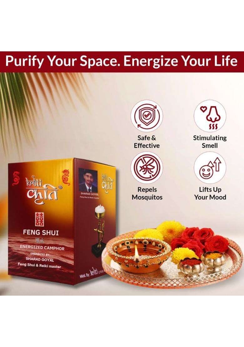 Kriti Creations Feng Shui Energised Camphor Chunks Natural Camphor for Puja Meditation Havan - Indya