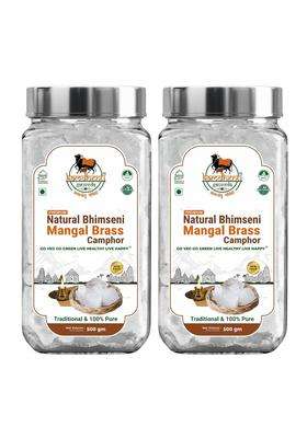 Kamdhenu Gauveda First Lab Tested Natural Bhimseni Mangal Brass Camphor Pack of 2