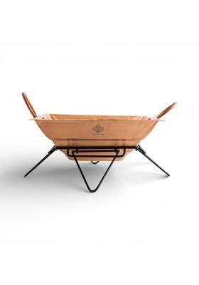 Indian ART Villa Pure Copper Hawan Kund with Stand and Side Handles Traditional Yagya
