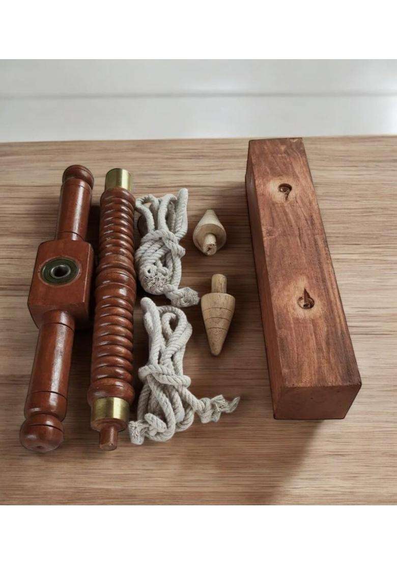 Wooden Cave Puja Havan Agni Manthan Set Traditional Agni Manthan for Hawan Rituals - Indya