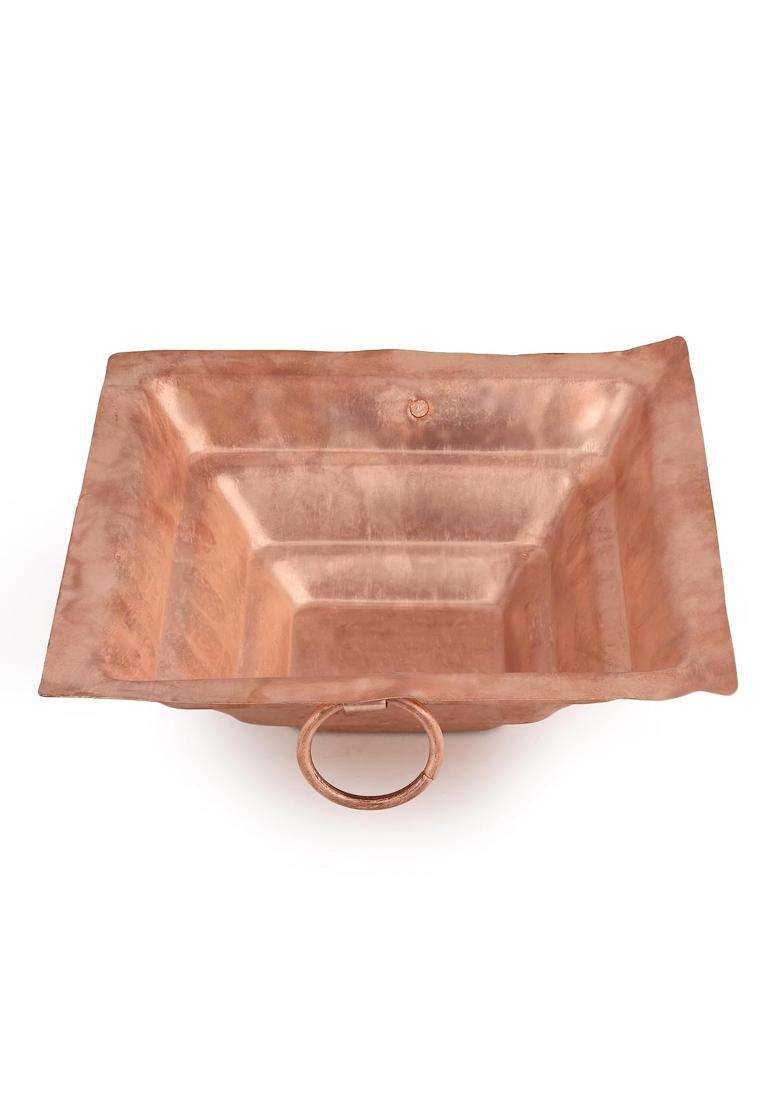Dokchan Brown Handcrafted Pure with Side Handles for Havan Pooja Ritual Use Durable Square Kund Size 12 Inch - Indya