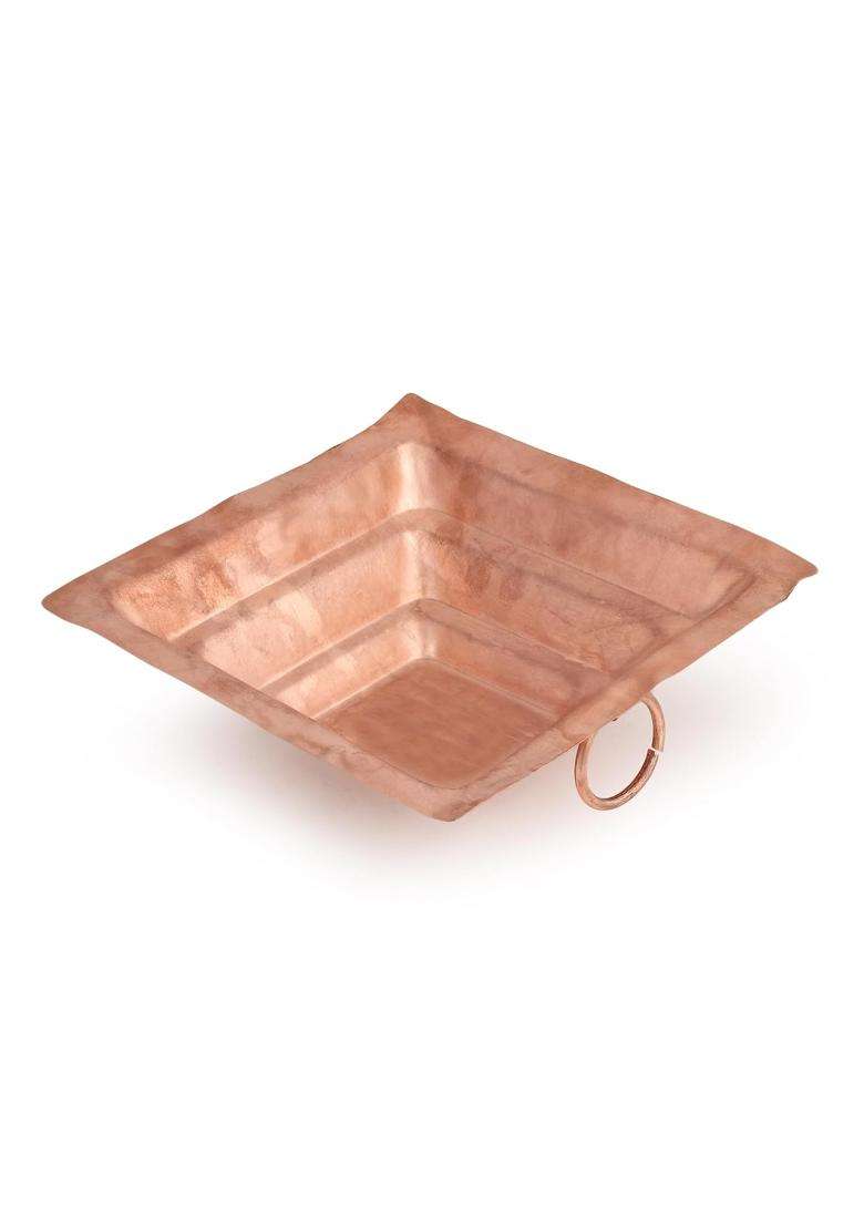Dokchan Brown Handcrafted Pure with Side Handles for Havan Pooja Ritual Use Durable Square Kund Size 12 Inch - Indya