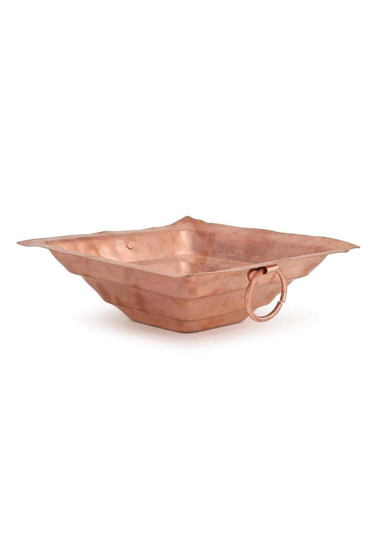 Dokchan Brown Handcrafted Pure with Side Handles for Havan Pooja Ritual Use Durable Square Kund Size 12 Inch - Indya