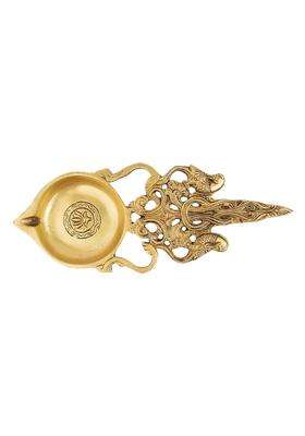 Jaszz Art Gold Brass Twin Parrot Pooja Aarti Spoon 11IN Long 650 G Home Decor