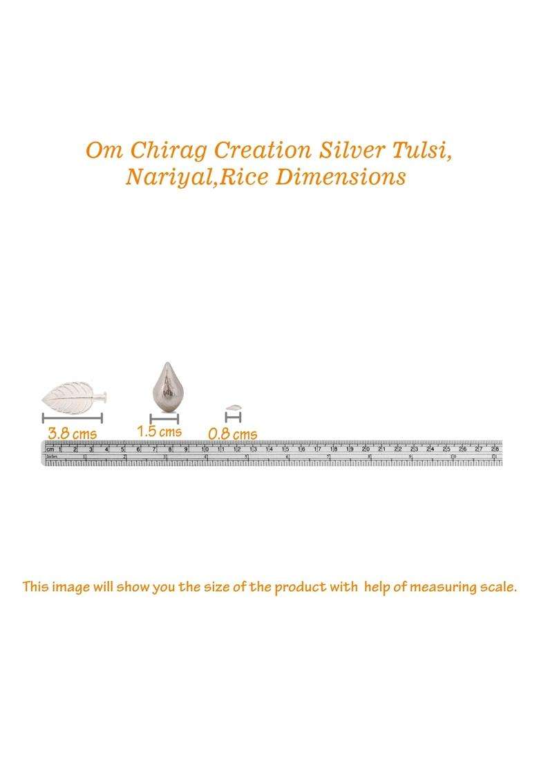 OM Chirag Creation Silver Nariyal Coconut Tulsi Rice Combo for Puja Pooja - Indya