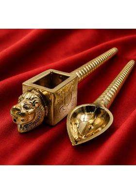 Bhunes Brass Homa Spoon Set Yajna Havan Achamani Sruk Sruva Agnihotra Pooja Offering Ladle Vedic Ritual Fire