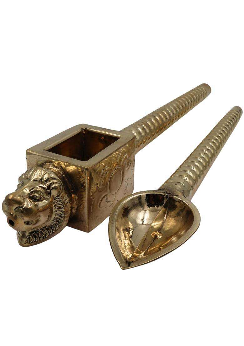 Bhunes Brass Homa Spoon Set Yajna Havan Achamani Sruk Sruva Agnihotra Pooja Offering Ladle Vedic Ritual Fire - Indya