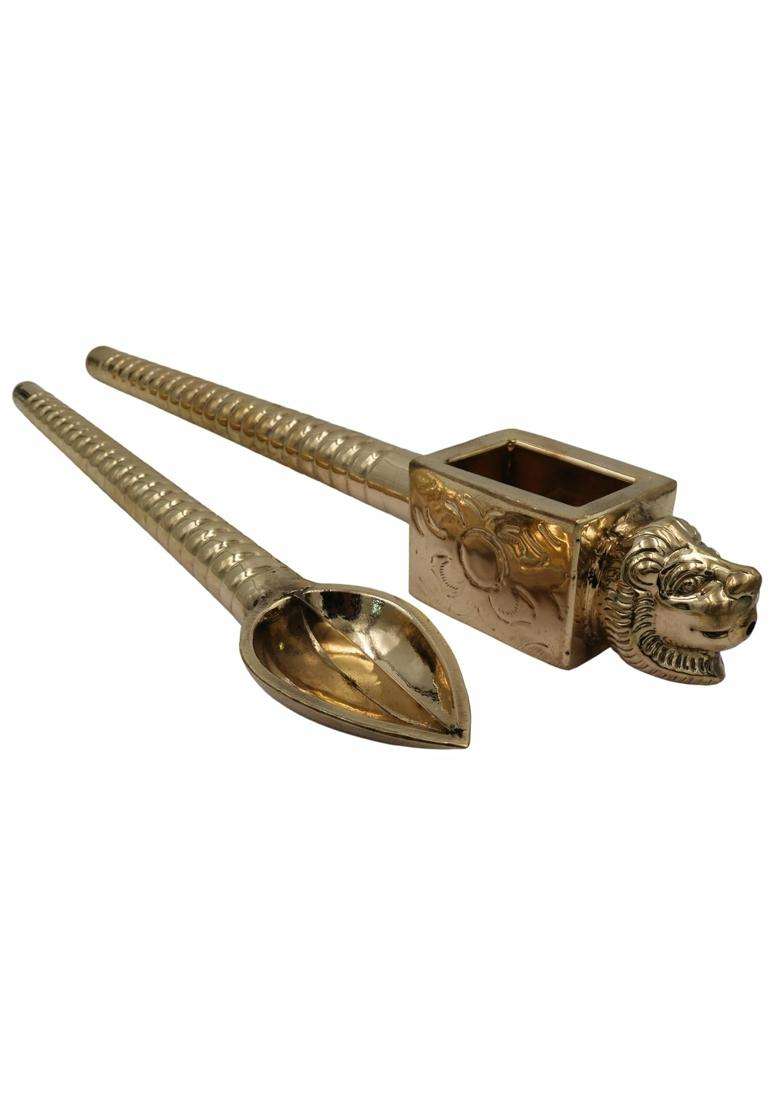 Bhunes Brass Homa Spoon Set Yajna Havan Achamani Sruk Sruva Agnihotra Pooja Offering Ladle Vedic Ritual Fire - Indya