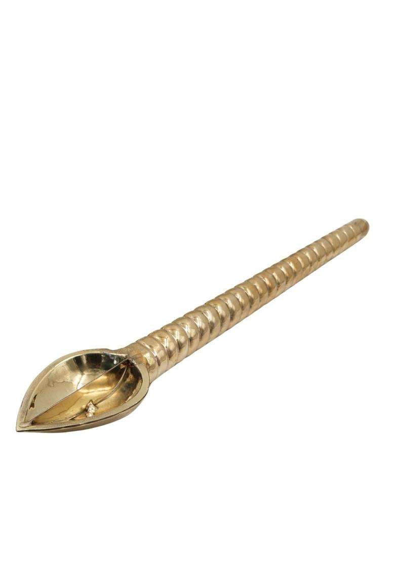 Bhunes Brass Havan Spoon 17 Inch Handcrafted Sruk Sruva Yajna Ladle for Homam Agnihotra Pooja and Fire Rituals - Indya