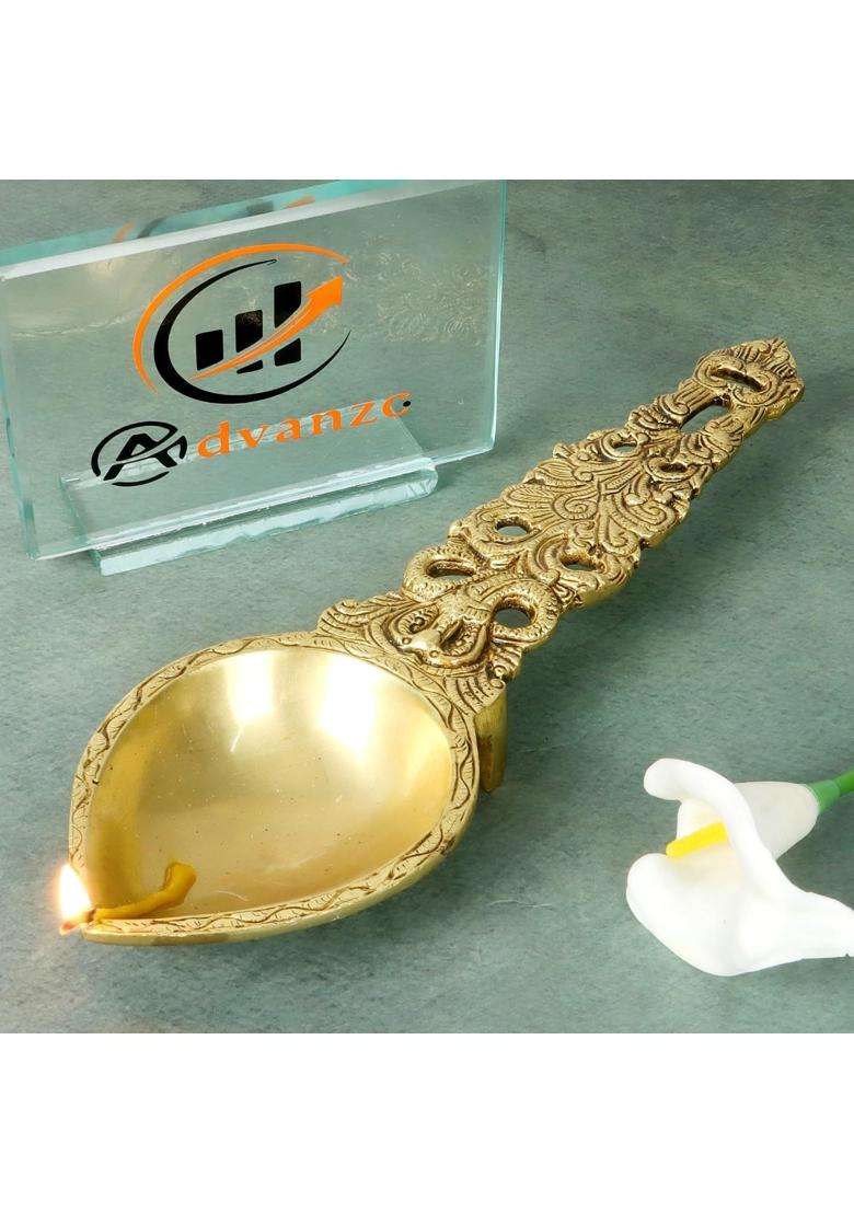 Advanzo Pure Brass Sheshnag Pooja Spoon Handcrafted Cobra Design Ghee Offering Ladle for Aarti Havan Yagya - Indya