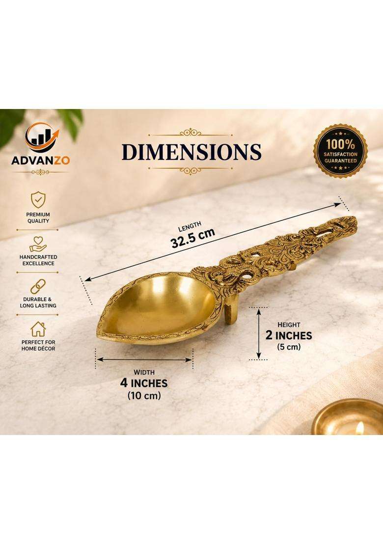 Advanzo Pure Brass Sheshnag Pooja Spoon Handcrafted Cobra Design Ghee Offering Ladle for Aarti Havan Yagya - Indya