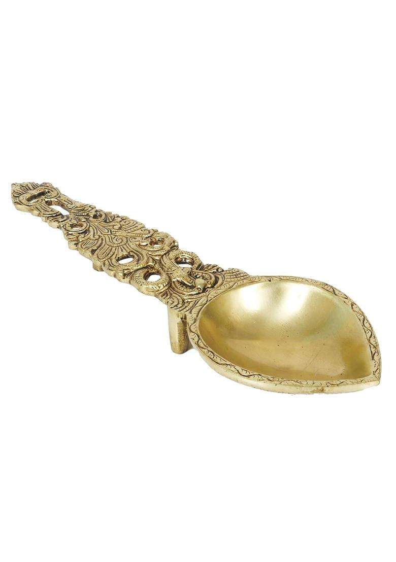 Advanzo Pure Brass Sheshnag Pooja Spoon Handcrafted Cobra Design Ghee Offering Ladle for Aarti Havan Yagya - Indya