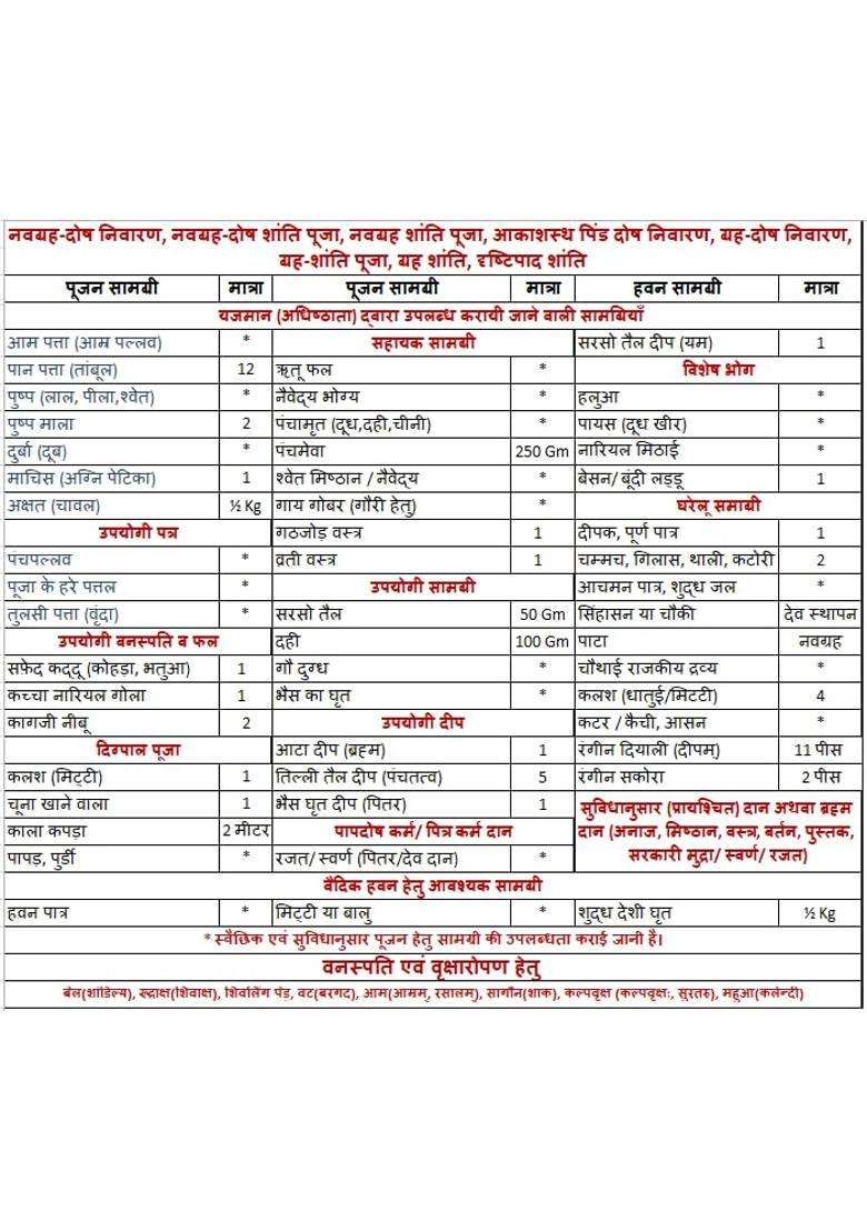 Pandit RAM Gopal Multicolour Grah Dosh Nivaran Navagrah Shanti Pooja Grah Shanti Pooja - Indya