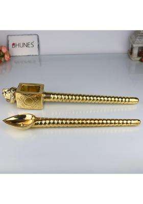 South Indian Arts Brass Lion Head Homa Spoon Set for Vedic Sacrifices Yajna Achamani Spoons for Havan Gold