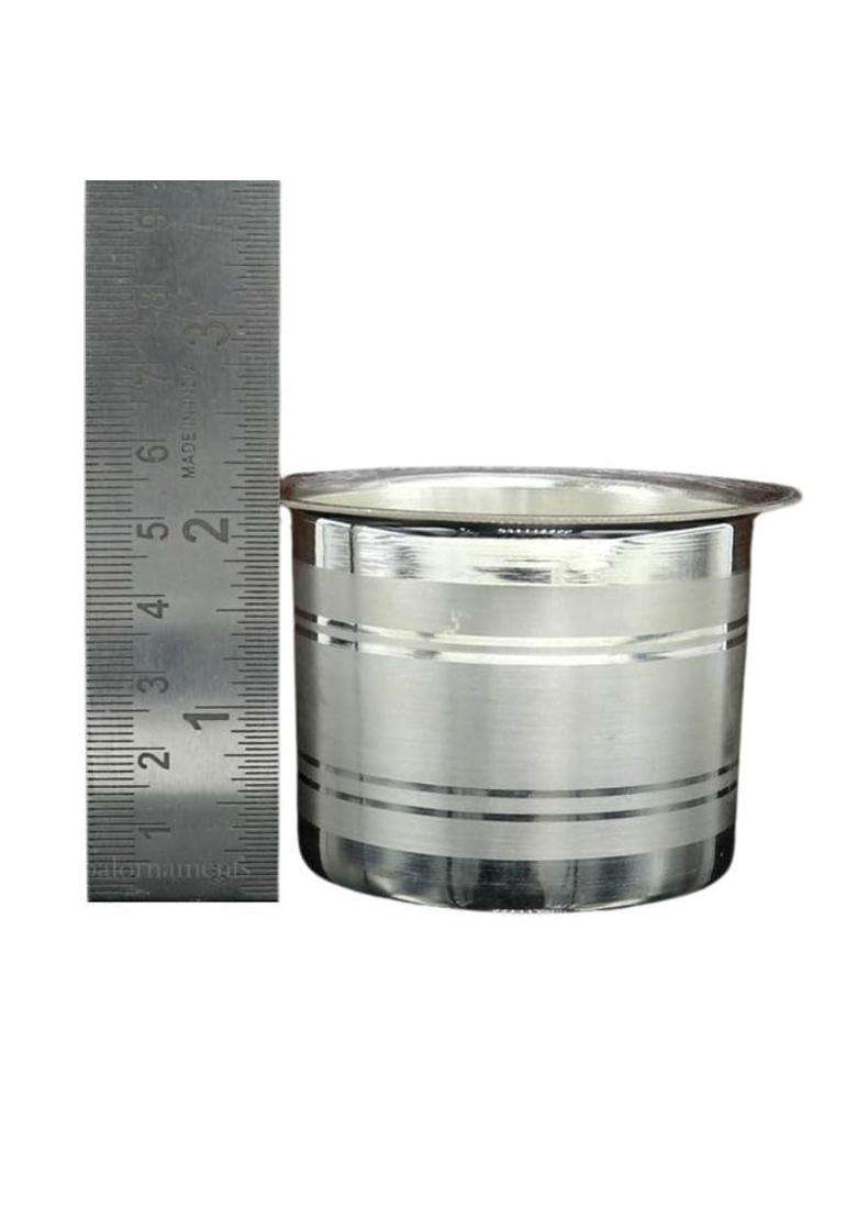 Goldhartz Silver Plated Ghee Pot with Spoon Pooja Ghee Container for Mandir - Indya