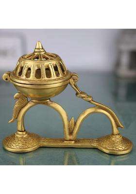 Bhunes Brass Dhoop Dani Incense Burner Pooja Dhoop Holder Sambrani Cup Loban Burner for Pooja Home Decor