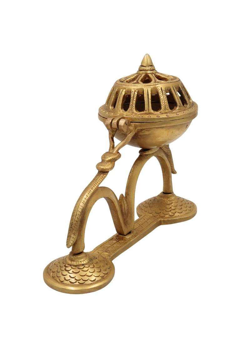 Bhunes Brass Dhoop Dani Incense Burner Pooja Dhoop Holder Sambrani Cup Loban Burner for Pooja Home Decor - Indya
