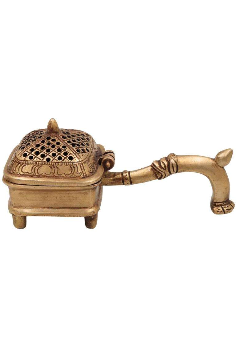 Bhunes Brass Dhoop Dani Incense Burner Pooja Dhoop Holder Doopa Dani Agarbatti Stand for Pooja Meditation - Indya
