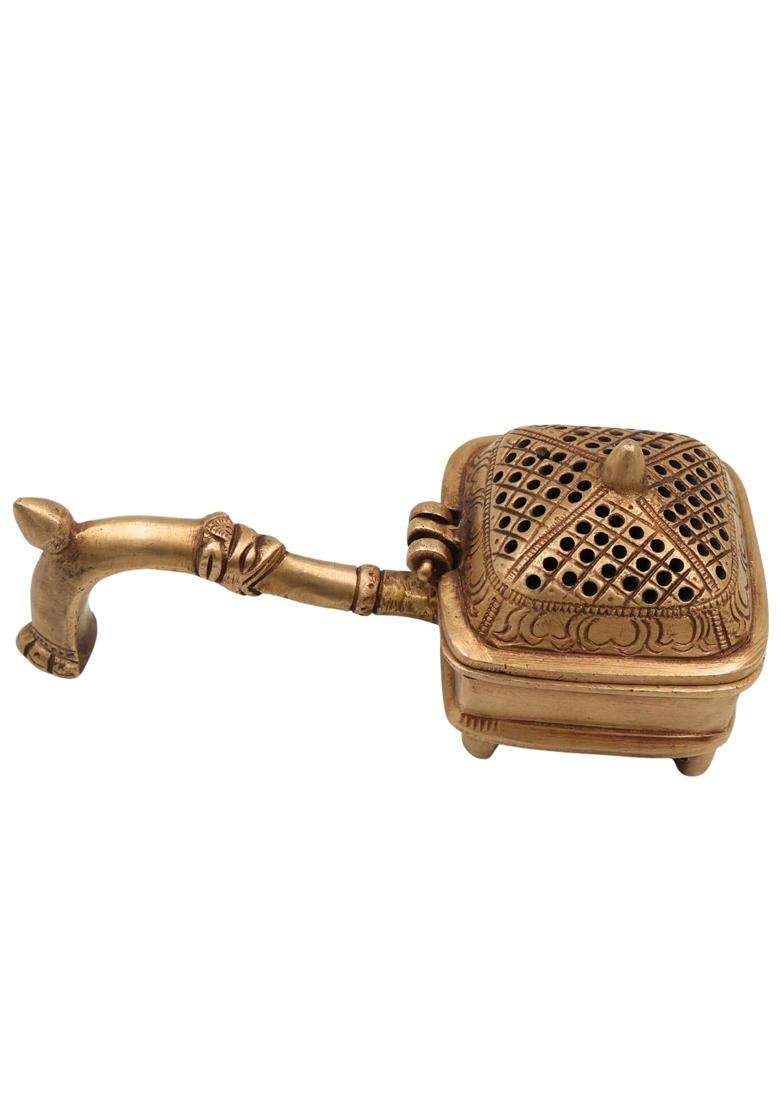 Bhunes Brass Dhoop Dani Incense Burner Pooja Dhoop Holder Doopa Dani Agarbatti Stand for Pooja Meditation - Indya