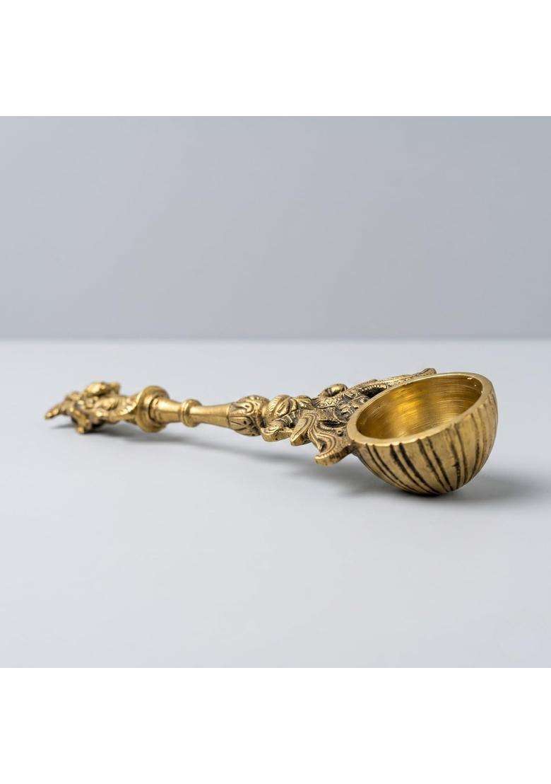 JOBA Brass Lord Krishna Achmani Spoon for Puja Traditional Panchapatra Spoon for Holy Water Offering in Hindu - Indya
