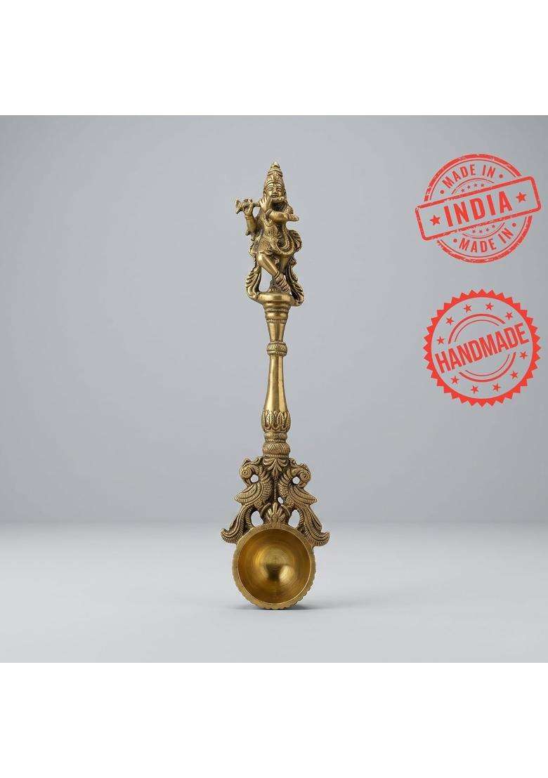 JOBA Brass Lord Krishna Achmani Spoon for Puja Traditional Panchapatra Spoon for Holy Water Offering in Hindu - Indya