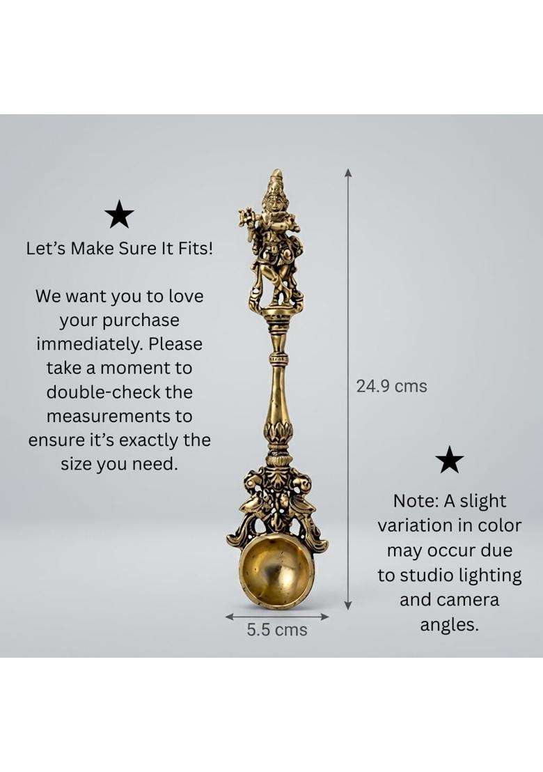 JOBA Brass Lord Krishna Achmani Spoon for Puja Traditional Panchapatra Spoon for Holy Water Offering in Hindu - Indya