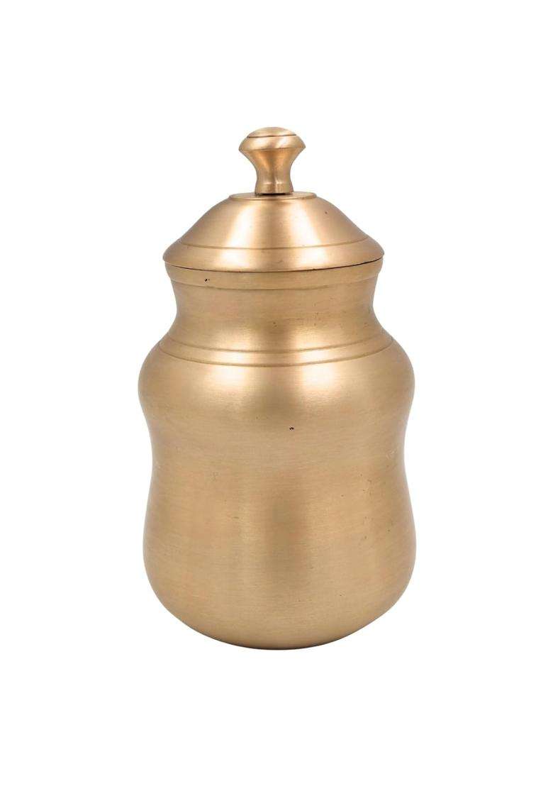 Bhunes Brass Ghee Box Storage Container Pooja Masala Dabba Pittal Ghee Holder Kanchu Spice Pot Kitchen Ritual - Indya