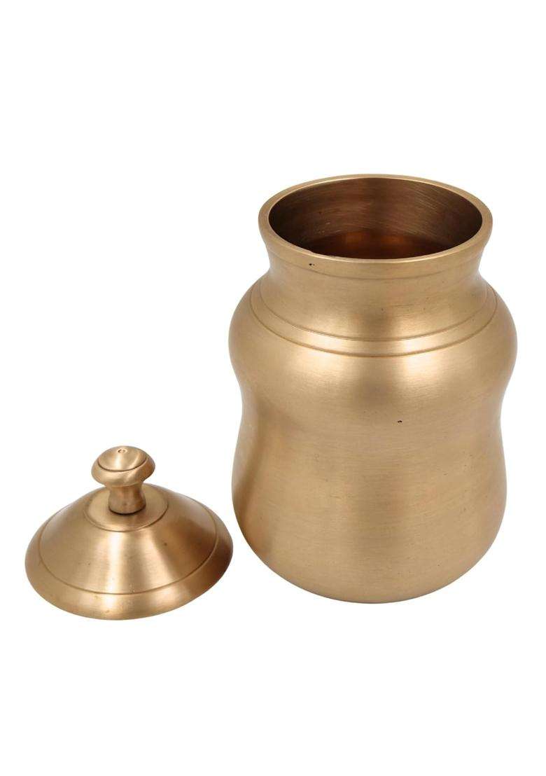 Bhunes Brass Ghee Box Storage Container Pooja Masala Dabba Pittal Ghee Holder Kanchu Spice Pot Kitchen Ritual - Indya