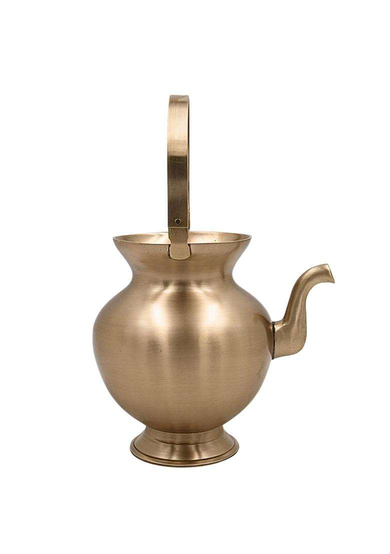 Bhunes Brass Kamandal 7 Inch Handcrafted Kamandalu Water Pot for Pooja Abhishek - Indya