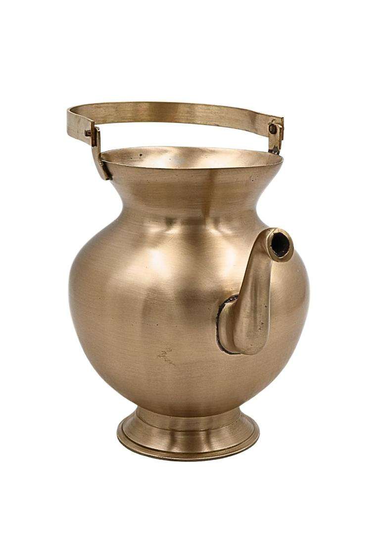 Bhunes Brass Kamandal 7 Inch Handcrafted Kamandalu Water Pot for Pooja Abhishek - Indya
