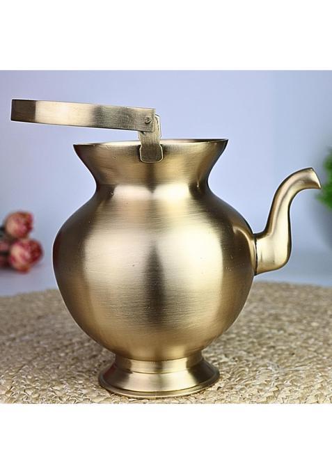 Bhunes Brass Kamandal 7 Inch Handcrafted Kamandalu Water Pot for Pooja Abhishek