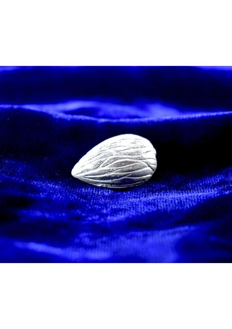KMJ Pure Silver Dry Fruit Almond Figurine for Pooja and Havans - Indya
