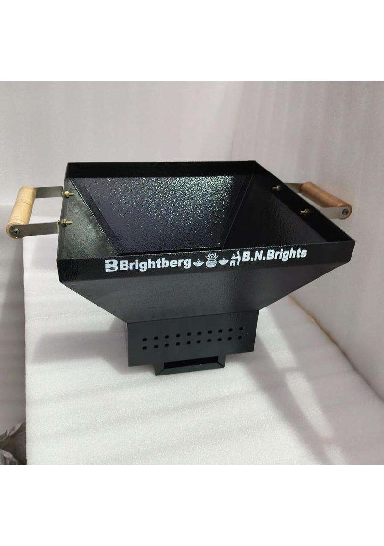 Brightberg Black Mudiam Metal Traditional Hawan Kund CRC Seat Powder Coating Body for Home and Mander Any - Indya
