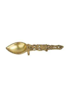 Jaszz Art Gold Brass Pooja Aarti Spoon 13IN Long 950 G Home Decor